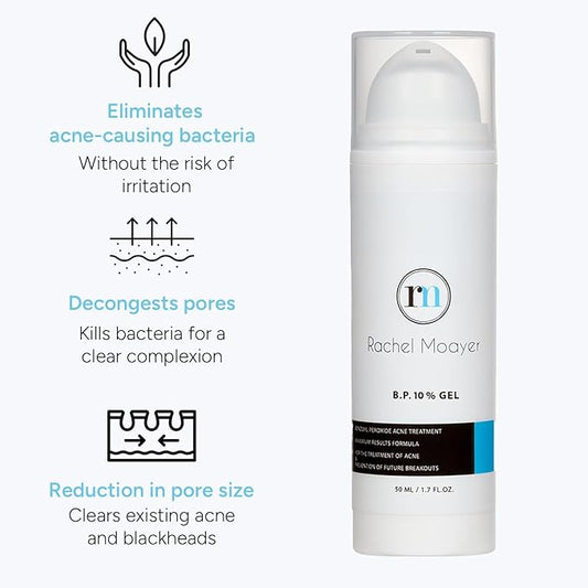 RM Benzoyl Peroxide Face and Body Gel 10% Medical grade Micronized benzoyl peroxide (without the prescription) acne treatment