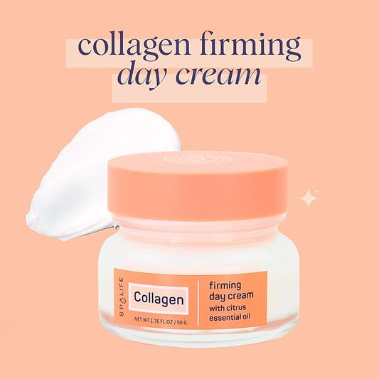 SpaLife Collagen Firming Day Cream for Dry Skin, Dehydrated Skin, Loss of Firmness, Fine Lines & Wrinkles with Collagen, Witch Hazel & Citrus Essential Oil – Plumping Face Cream, Collagen Moisturizer