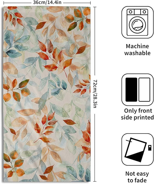 Fall Leaves Hand Towels Set of 2-14x28 Inch Gradient Green Orange Leaf Plant Super Soft Highly Absorbent Dish Cloth for Kitchen Bathroom Gym Farmhouse Holiday Home Decor
