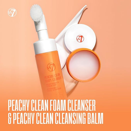W7 Peachy Clean Cleansing Balm & Hydrating Foam Cleanser Set – Gently Removes Makeup, Dirt & Impurities – Infused with Fruit Extracts & Vitamin E to Help Nourish, Soothe, and Protect the Skin