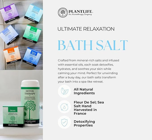 Plantlife Rejuvenate Therapy Bath Salts - Straight from The Plant Natural Aromatherapy Bath Salts - Balance, Calm, and Release Tension in The Body - Made in California 16 oz