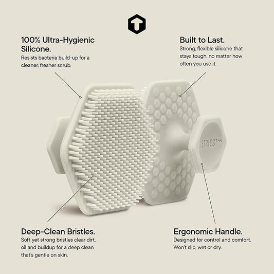 TOOLETRIES Men's Face Scrubber - Premium Silicone Facial Cleansing Brush, Gentle Exfoliator Pad & Soft-Touch Massager - Removes Dead & Dry Skin - Long Lasting Shower Accessories - Sand