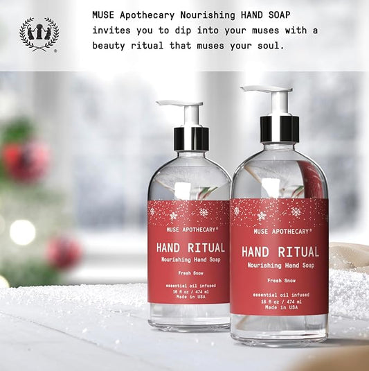 Muse Apothecary Hand Ritual - Aromatic and Nourishing Hand Soap, Infused with Natural Aromatherapy Essential Oils - 16 oz, Fresh Snow, Pack of 2