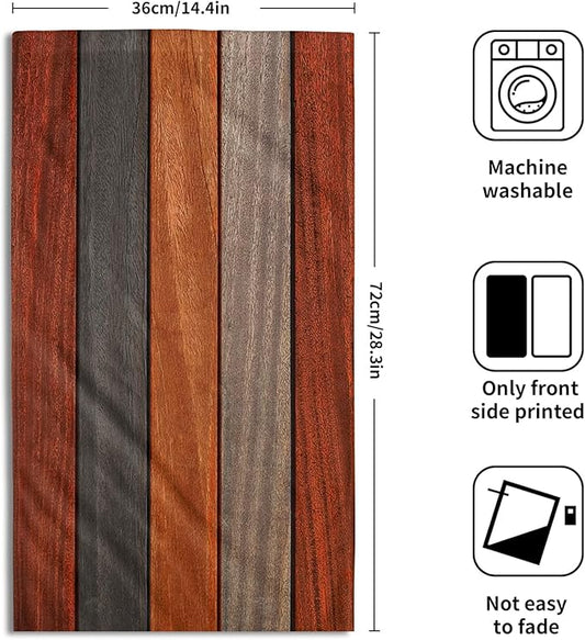 Orange Brown Wood Hand Towels Set of 2,Fall Rustic Wooden Plank Soft Absorbent Fingertip Towels Face Towels for Bathroom, Spa, Gym, Yoga, 28 x 14 Inch Thanksgiving Farmhouse Decor
