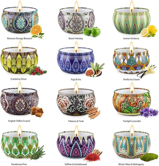 JXDLSQ Candles Gifts for Women, 12 Pack Soy Wax Candles for Home Scented, Birthdays Thank You for Women Mom Who Have Everything