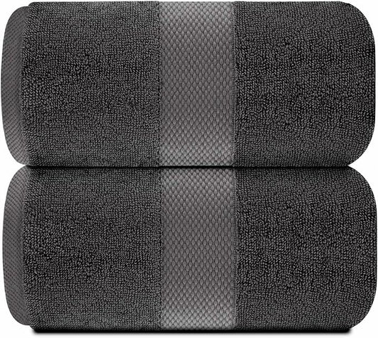White Classic Luxury Bath Sheets Towels for Adults Extra Large | Highly Absorbent Hotel Collection | 35x70 Inch | 2 Pack (Charcoal Gray)