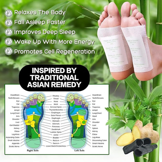 50 Pack Foot Pads, Ginger Oil Bamboo Charcoal, Foot Care Patch Message Deep Cleansing for Stress Relief, Better Rest, Feet Health Patches, Relaxing Muscles