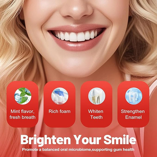 SP-6 Probiotic Whitening Toothpaste for Teeth Whitening/Brightening & Fresh Breath, 6 Probiotics Formula for Gum Health, Fluoride-Free, Minty Fresh Flavor,4.9 oz (3, Mint 3)