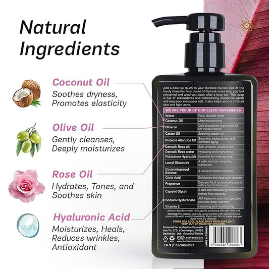 AUTHENTIC BATH & SOAP Rose Body Wash for Normal Skin – Soothing Shower Oil with Rose Water & Essential Oils, Vegan, Cruelty-Free, Hydrating Body Wash Women, 16.9 Fl Oz