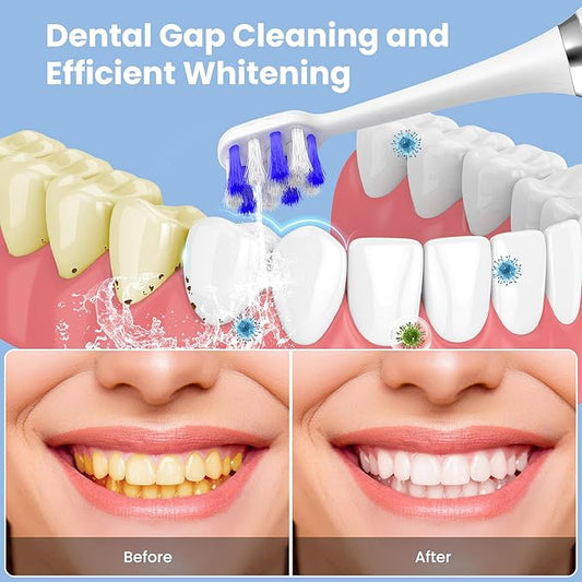 Portable Water flosser with Electric Toothbrush, 2 in 1 Teeth Cleaning Kit, Electric Toothbrush and flosser Combo, Water Flosser for Travel and Home (White)