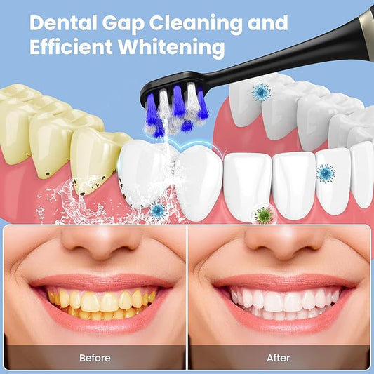 Portable Water flosser with Electric Toothbrush, 2 in 1 Teeth Cleaning Kit, Electric Toothbrush and flosser Combo, Water Flosser for Travel and Home (Black)