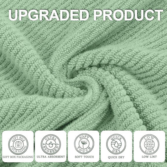 VOOVA & MOVAS Face Towels, 6PC 13"x13" - 100% Cotton | Quick Dry | Thick | Soft | Light Weight | Absorbent, Luxury Face Towels for Bathroom & Showering, Bathroom Decor, Mint Green