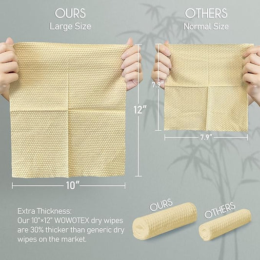 Bamboo Rayon Disposable Face Towel Biodegradable Large Dry Face Wipes 240 Count / 4 Boxes Extra Thick Soft Clean Facial Towels for Sensitive Skin, Makeup Removing, Facial Cleansing, Nursing