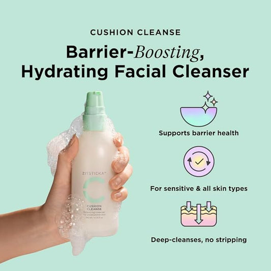 ZitSticka CUSHION CLEANSE Hydrating Facial Cleanser for Sensitive, Breakout-Prone Skin, Non-Stripping, Barrier-Boosting | 140ml / 4.7 oz (Pack of 1)