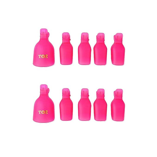 (10 Pcs Pink Toenail) Plastic Acrylic Nail Art Soak Off Cap Clip UV Gel Polish Remover Wrap Tool Gel Nail Polish Remover Clips for Fingernail Removal Soak Off Clips Wrap Cleaner Cap Clip