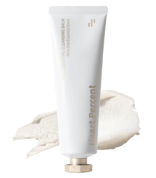 Heart Percent Commas on Life Essential Cleansing Balm, Sherbet-Oil-Milk Transforming Makeup Remover Vegan Daily Face Wash Cleanser for All Skin Types, 80ml (2.7oz)