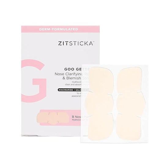 ZitSticka Pimple Patches for Face and Body, Goo Getter Hydrocolloid Patches to Cover Zits & Blemishes, Acne Patches or Zit Spot Stickers, Body Blemish Patch (Nose Strip Pack 8 Pack)