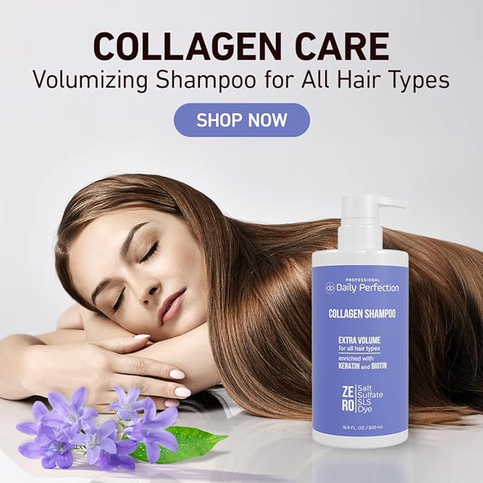 (dp) Collagen Shampoo & Conditioner – Boost Volume and Strength for Flat Hair – Clean + Salon-Grade Formula with Biotin & Keratin