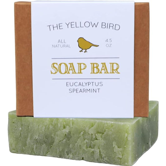 Yellow Bird Eucalyptus Spearmint Soap Bar – Natural & Organic Handmade Soap for Face & Body, Moisturizing Shea Butter Bar for Dry & Sensitive Skin, Refreshing Aromatherapy for Men & Women