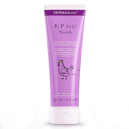 DERMAdoctor KP Duty Body Scrub Dermatologist Formulated Exfoliant for Keratosis Pilaris and Dry, Rough, Bumpy Skin with 10% AHAs + PHAs, 8 fl oz