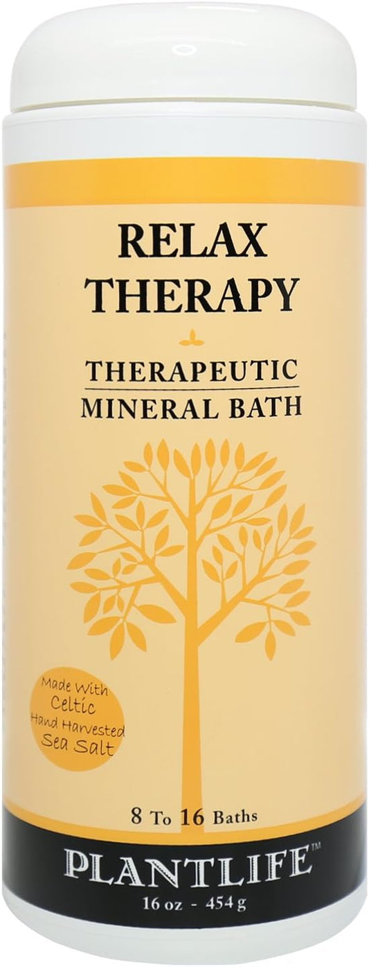 Plantlife Relax Therapy Bath Salts - Straight from The Plant Natural Aromatherapy Bath Salts - Balance, Calm, and Release Tension in The Body - Made in California 16 oz