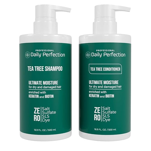 (dp) Tea Tree Shampoo & Conditioner – Hydrate & Soothe Dry Scalp and Hair – Clean + Salon-Grade Formula with Biotin & Keratin