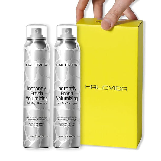 HALOVIDA Dry Shampoo for Women, Dry Scalp Shampoo Spray for Dark Hair Leaves No White Residue, Absorb Oils, Volumizing & Refresh Hair for 72 Hours, 5.07 Fl Oz((Pack of 2)