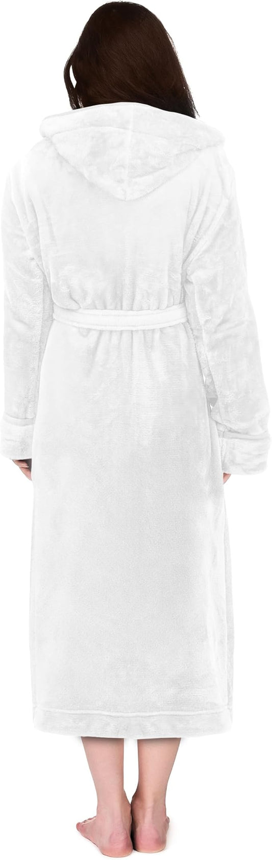 NY Threads Premium Women's Fleece Hooded Bathrobe Plush Long Spa Robe