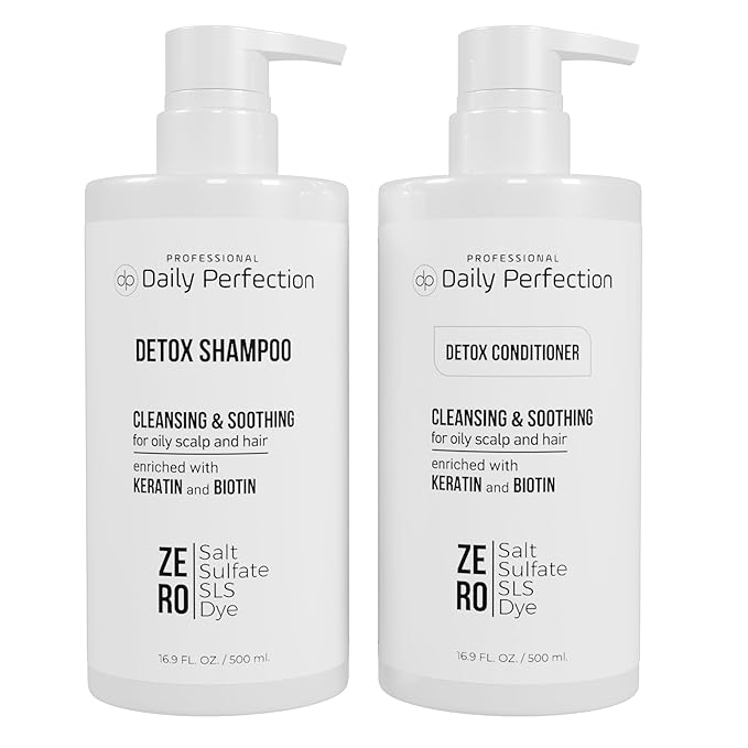 (dp) Detox Shampoo & Conditioner – Hydrate, Clarify & Remove Buildup, Oil & Impurities – Clean + Salon-Grade Formula with Biotin & Keratin