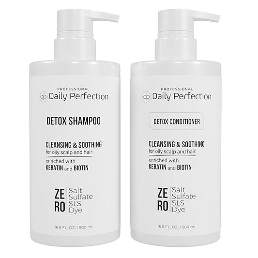 (dp) Detox Shampoo & Conditioner – Hydrate, Clarify & Remove Buildup, Oil & Impurities – Clean + Salon-Grade Formula with Biotin & Keratin