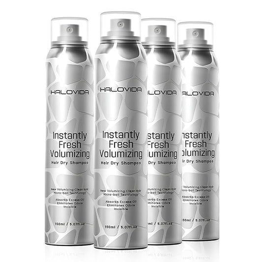 HALOVIDA Dry Shampoo for Women, No White Residue Instantly Fresh Shampoo Spray, Absorb oils, Refreshing Volumizing Hair Dry Shampoo 5.07 FL.OZ (Pack of 4)