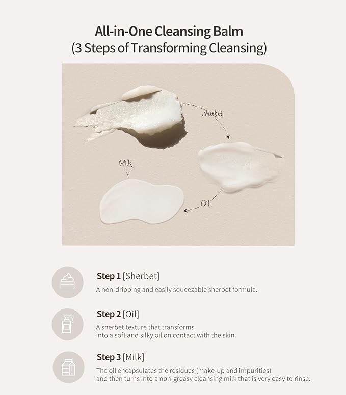 Heart Percent Commas on Life Essential Cleansing Balm - Traverl Size (10ml), Sherbet-Oil-Milk Transforming Makeup Remover Vegan Daily Face Wash Cleanser for All Skin Types