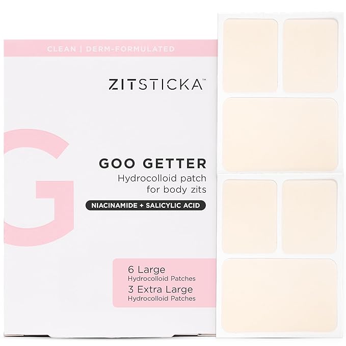 ZitSticka Pimple Patches for Face and Body, Goo Getter Hydrocolloid Patches to Cover Zits & Blemishes, Acne Patches or Zit Spot Stickers, Body Blemish Patch (Body Patch 9 Pack)
