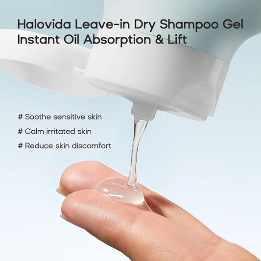 HALOVIDA Leave-in Dry Shampoo Gel, Instant Oil Absorption & Volume, Light Texture Transparency, Non-Aerosol, Safe & Clean with Natural Ingredients, 2.82 oz