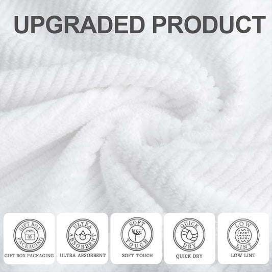 VOOVA & MOVAS White Hand Towels - 100% Cotton | Lightweight | Thick | Quick Dry | Soft | Absorbent, 4 Pack Large 18" x 28", Bath Hand Towels for Bathroom, Luxury Towel Gift Set
