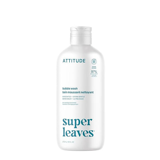 ATTITUDE Bubble Bath, EWG Verified, Plant and Mineral-Based, Dermatologically Tested, Vegan Body Care Products, Extra Gentle, Unscented, 16 Fl Oz