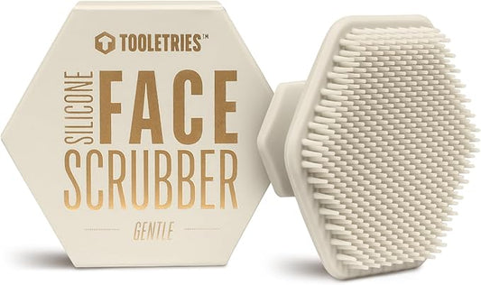 TOOLETRIES Men's Face Scrubber - Premium Silicone Facial Cleansing Brush, Gentle Exfoliator Pad & Soft-Touch Massager - Removes Dead & Dry Skin - Long Lasting Shower Accessories - Sand