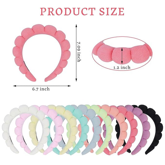 10 Pcs Spa Headband Bulk for Women Makeup Sponge Headband Puffy Hair Band for Washing Face Women Girls (Terry Cloth)