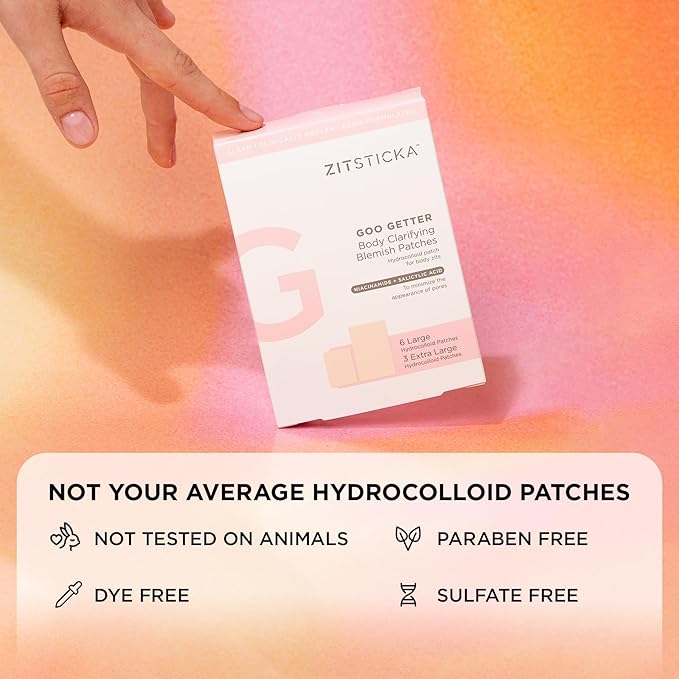 ZitSticka Pimple Patches for Face and Body, Goo Getter Hydrocolloid Patches to Cover Zits & Blemishes, Acne Patches or Zit Spot Stickers, Body Blemish Patch (Body Patch 9 Pack)