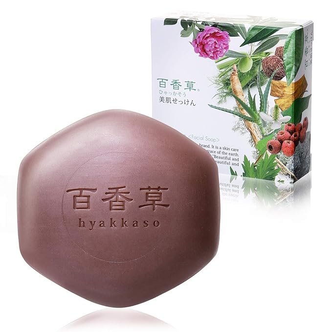 百香草 Hyakkaso JAPAN - Herbs & Minerals Facial Soap | Acne Skin Care | Acne Prone | Sensitive, Dry to Normal skin | Face and Body Wash | JAPANESE Skincare | Kampo medicine | 80g 2.8oz, hyakaso