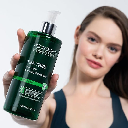 Tea Tree Face Wash for Acne-Prone Skin – Purifying Cleanser with Aloe Vera, Panthenol & Bisabolol – Fights Acne & Controls Oil – Gentle Daily Gel Wash – 400ml