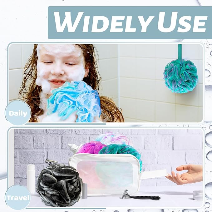 10 Pack Bath Sponges Loofahs 40g,Soft Mesh Shower Loofahs,Body Scrubber Bath Balls for Women and Men Children Washing,Beauty Bathing Accessories,Set of 5 Flower Color