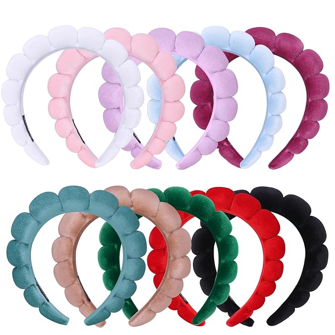 10 Pcs Velvet Cloth Spa Headbands for Women - Soft Hair Band for Makeup Application, Face Wash, and Beauty Routines