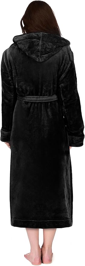 NY Threads Premium Women's Fleece Hooded Bathrobe Plush Long Spa Robe