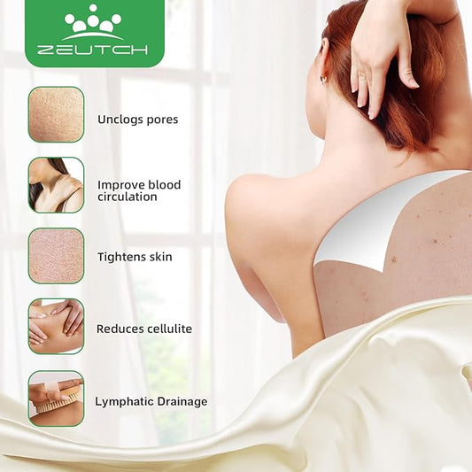 Premium Dry Brushing Body Brush Set for Lymphatic Drainage and Cellulite Treatment, Boar Bristle Long Handle Face Cleansing Brush for A Glowing Skin, 5 Pack