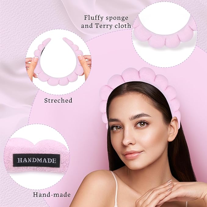 10 Pcs Spa Headband Bulk for Women Makeup Sponge Headband Puffy Hair Band for Washing Face Women Girls (Terry Cloth)