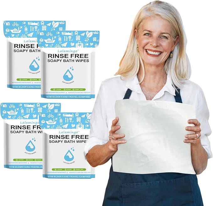 100 Pcs Body Wipes for Adults Bathing No Rinse, Bath Wipes Rinse Free Dry Shower Wipe for Adults. Soap Infused, Disposable Body Cloth for Elderly, Camping, Hiking, GYM & Travel (4 Pack)