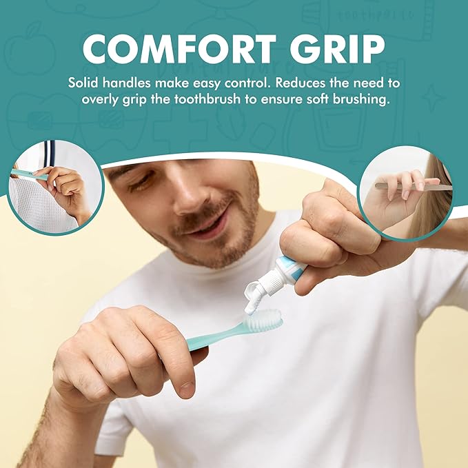 [KENT] CLASSIC Medium Head Extra Soft Toothbrush, Sensitive Teeth & Gums for Adults & Teens - (Set of 6)