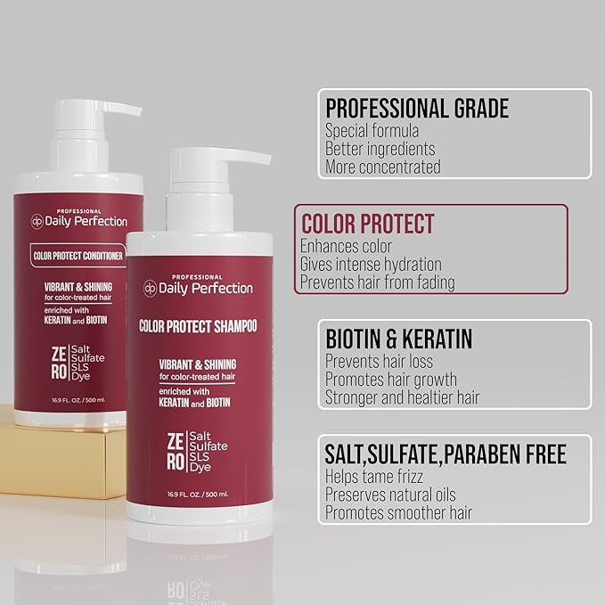 (dp) Color Protect Shampoo & Conditioner – Maintain & Enhance Color-Treated Hair – Clean + Salon-Grade Formula with Biotin & Keratin
