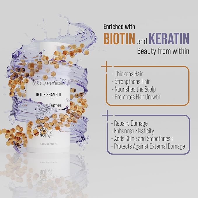 (dp) Detox Shampoo – Clarify & Remove Buildup, Oil & Impurities – Clean + Salon-Grade Formula with Biotin & Keratin